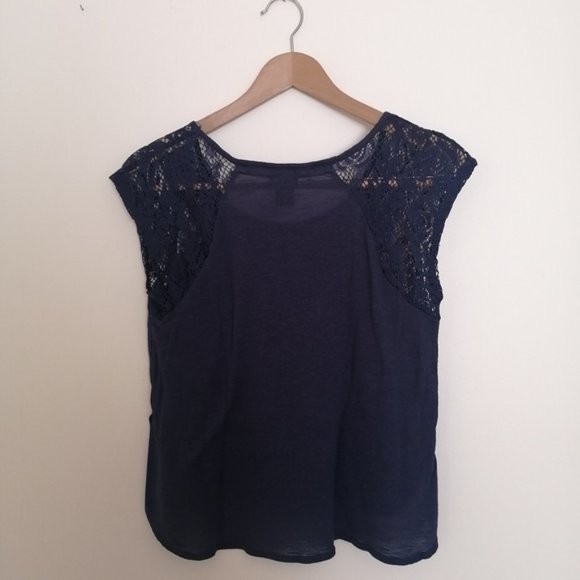 Rue21 Purple Lace Short Sleeve Asymmetrical Blouse - Picture 9 of 11